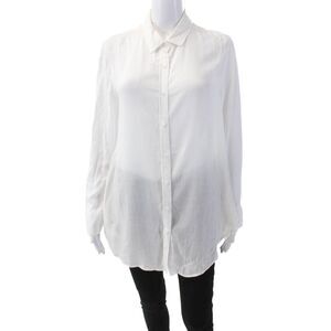 Muze New York Womens Collared Long Sleeve Button-Down Shirt White Size S